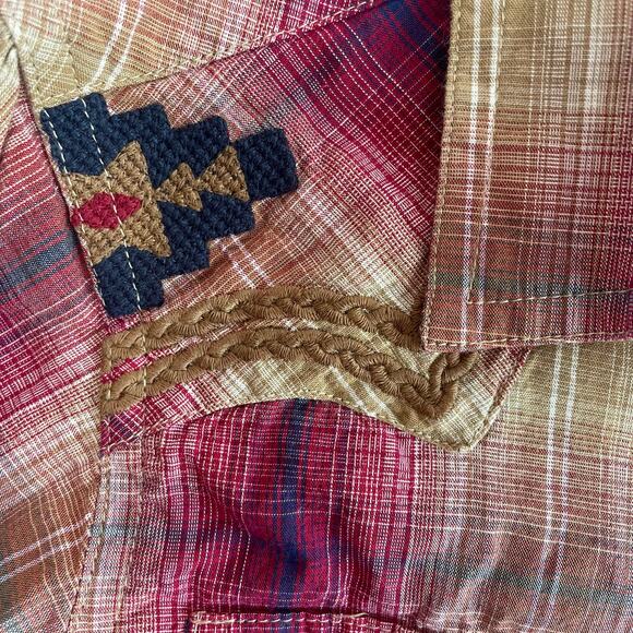 Ariat REAL Girls Shirt Sz M 10 Long Sleeve Snap Button Embroidered Cowgirl - Picture 8 of 10